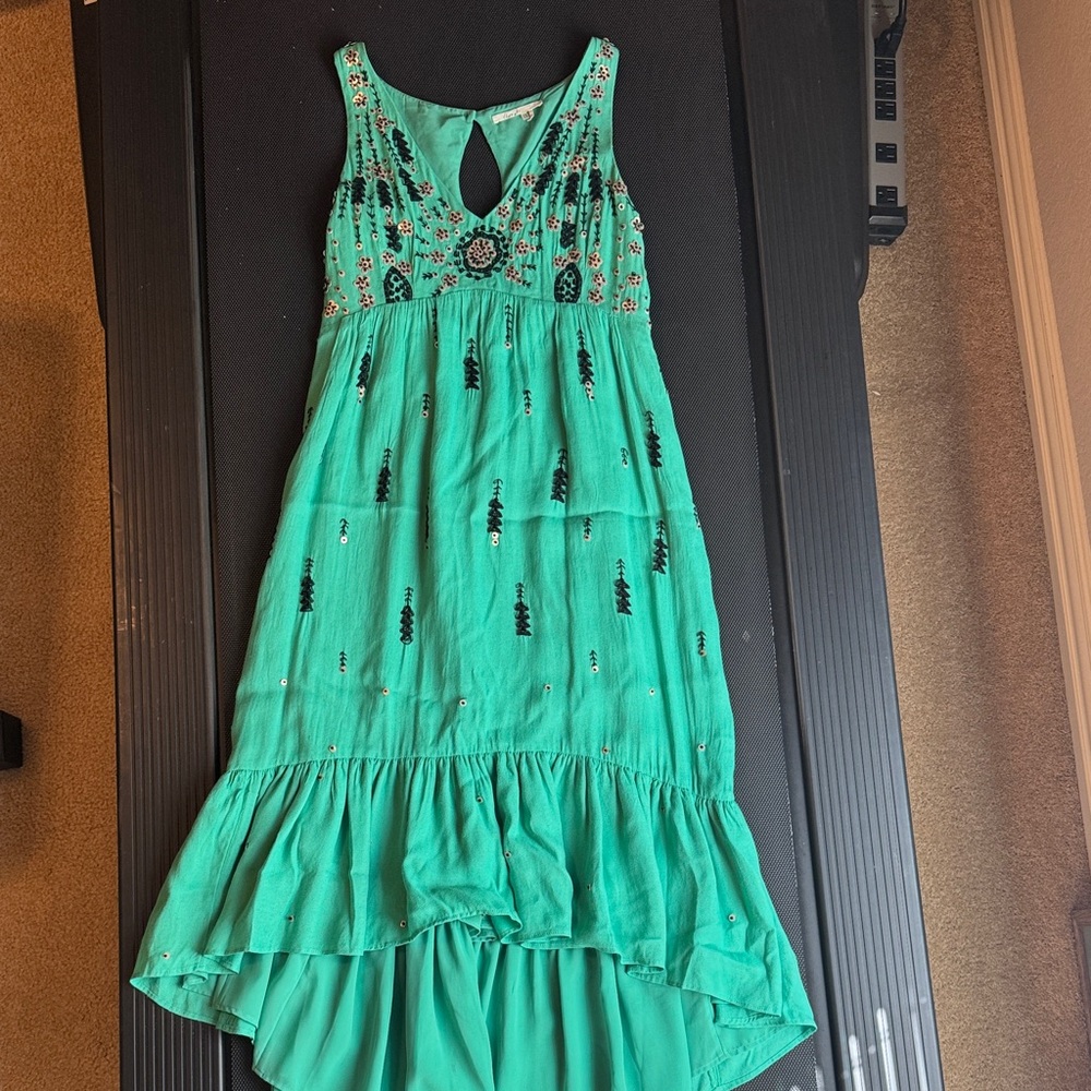 Vibrant Green Embroidered Womens Dress